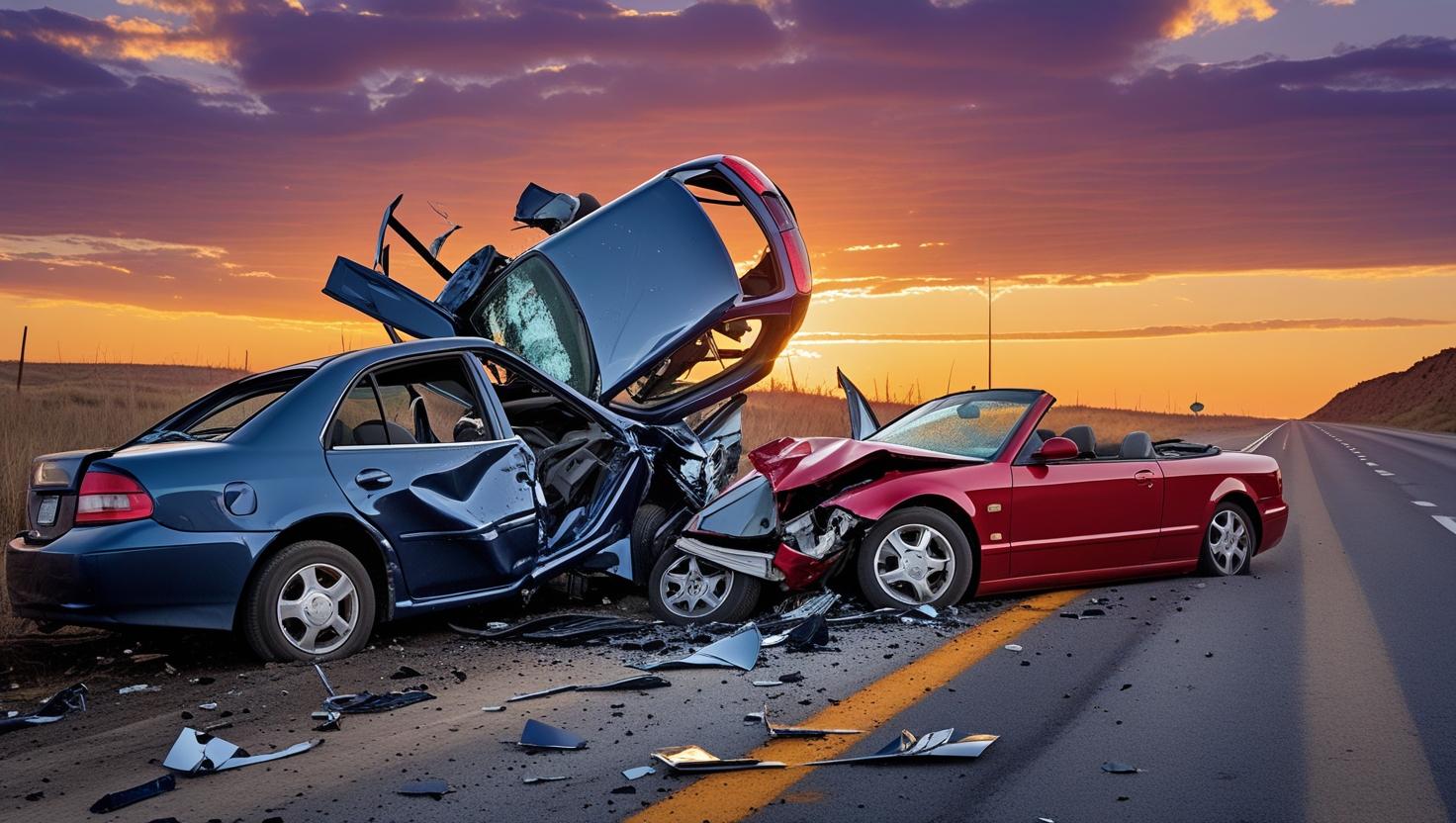 سيارات تصادم على الطريق